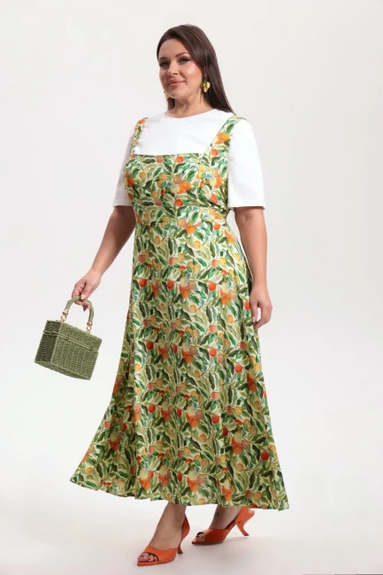 Платье сарафан на лямках из поливискозы – фото – Plus Size 50–64 – Моно-Стиль