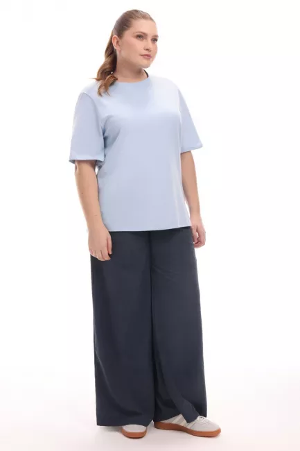 Брюки палаццо из вискозного шелка с тач-эффектом