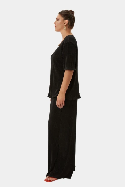Брюки палаццо с гофрировкой – фото – Plus Size 50–64 – Моно-Стиль