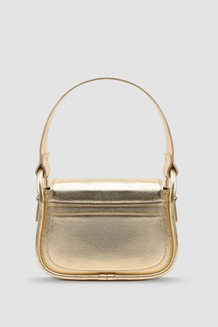 Сумка сэдл из экокожи с золотым блеском