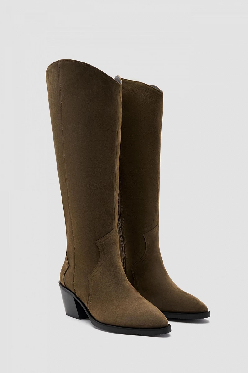 Сапоги ковбойские из нубука с увеличенной полнотой