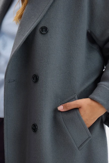 Пальто реглан из шерсти серого цвета – фото – Plus Size 50–64 – Моно-Стиль