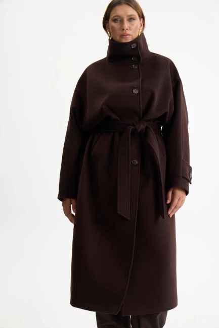 Пальто с воротником стойка и добавлением кашемира – фото – Plus Size 50–64 – Моно-Стиль