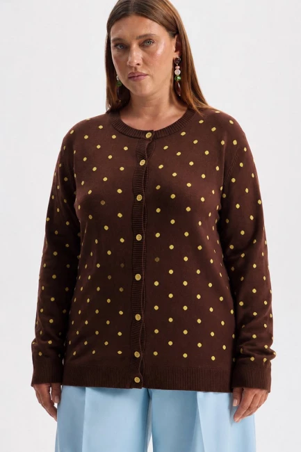 Кардиган трикотаж в горох – фото – Plus Size 50–64 – Моно-Стиль
