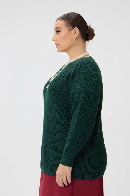 Джемпер из смесового вязаного хлопка с круглым вырезом