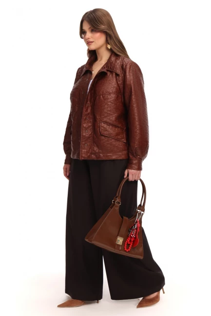 Жакет куртка из экокожи с краш эффектом