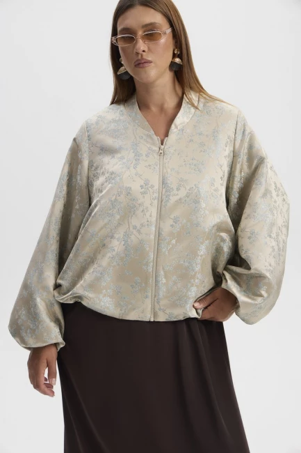 Бомбер с рукавом жиго из жаккарда – фото – Plus Size 50–64 – Моно-Стиль