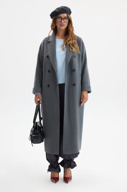 Пальто реглан из шерсти серого цвета – фото – Plus Size 50–64 – Моно-Стиль