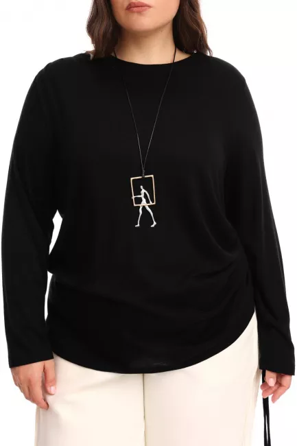 Лонгслив с драпировкой и кулиской из трикотажа