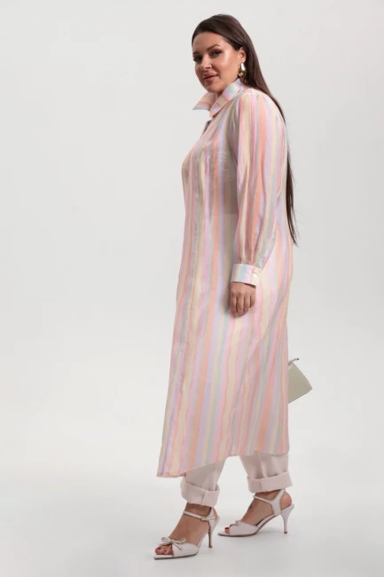 Платье рубашка из тенселя в полоску – фото – Plus Size 50–64 – Моно-Стиль