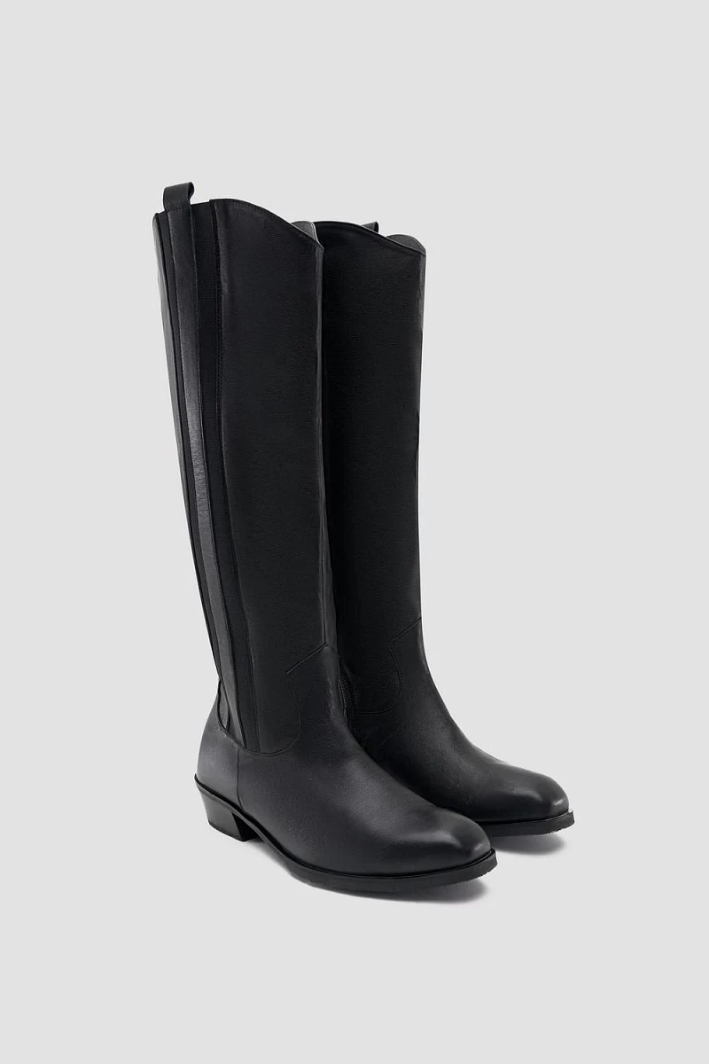 Сапоги из кожи в жокейском стиле с молнией