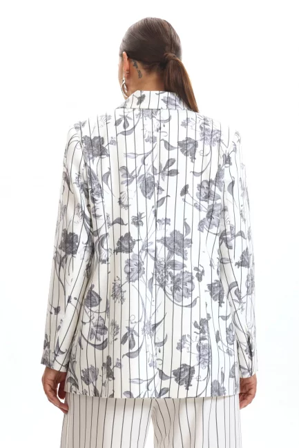 Жакет двубортный с принтом и шлицей