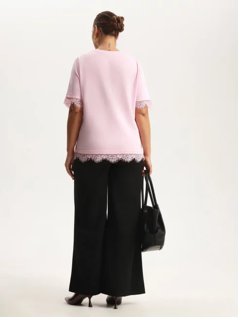 Брюки палаццо черного цвета из смесовой шерсти