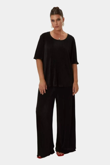 Брюки палаццо с гофрировкой – фото – Plus Size 50–64 – Моно-Стиль
