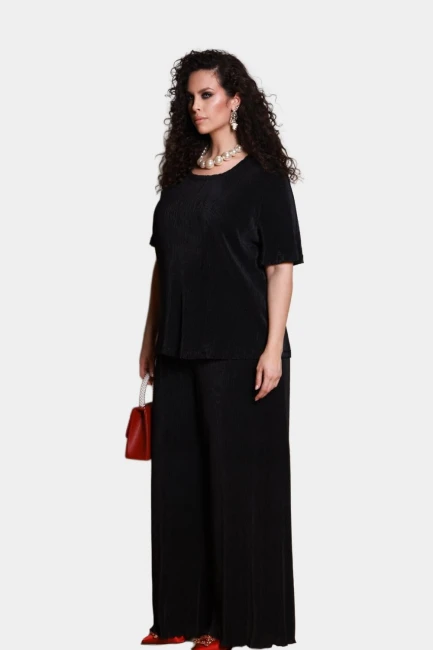 Брюки палаццо с гофрировкой – фото – Plus Size 50–64 – Моно-Стиль