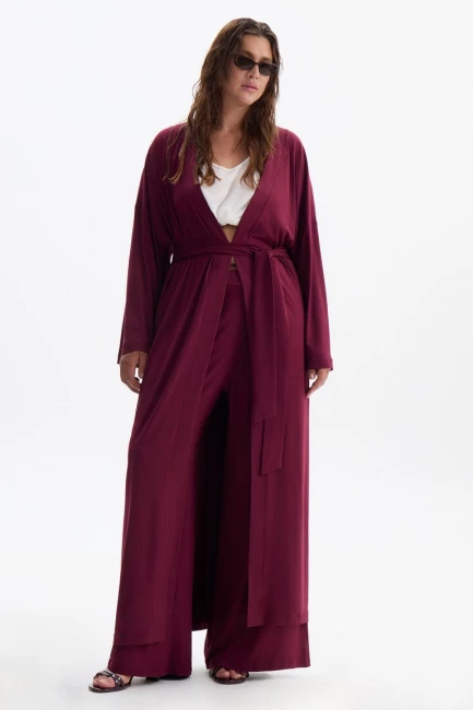 Кардиган макси с разрезами из модала – фото – Plus Size 50–64 – Моно-Стиль