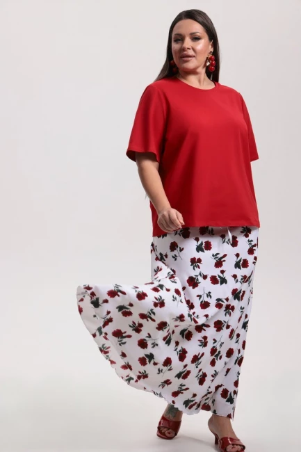 Юбка слип с принтом розы и подкладкой – фото – Plus Size 50–64 – Моно-Стиль