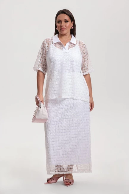 Юбка из кружевного шитья на подкладке – фото – Plus Size 50–64 – Моно-Стиль