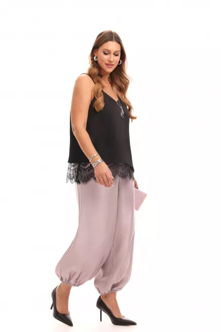 Брюки пеплум из поливискозы с металлизированным блеском