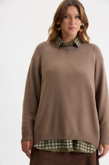 Джемпер с круглым вырезом из вискозы – фото – Plus Size 50–64 – Моно-Стиль