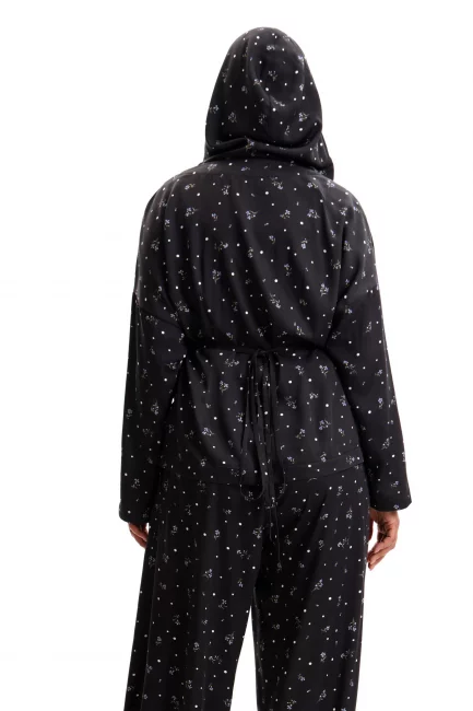 Блузка кимоно с капюшоном и принтом