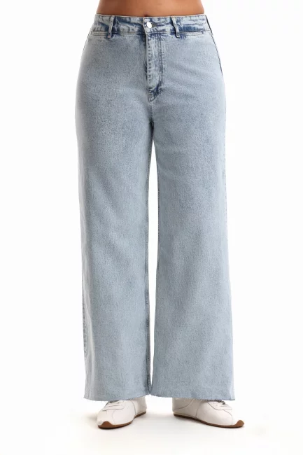 Палаццо бэгги из денима купить на фигуру плюс сайз в магазине женской одежды больших размеров