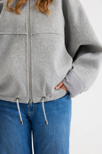 Куртка с капюшоном дабл фэйс из шерсти и кашемира – фото – Plus Size 50–64 – Моно-Стиль