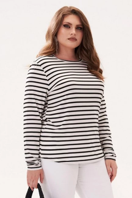 Черно-белый трикотажный лонгслив regular fit