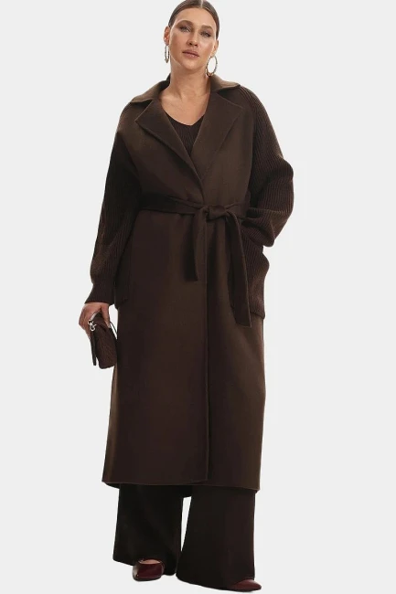 Комбинированное пальто из шерсти и кашемира – фото – Plus Size 50–64 – Моно-Стиль