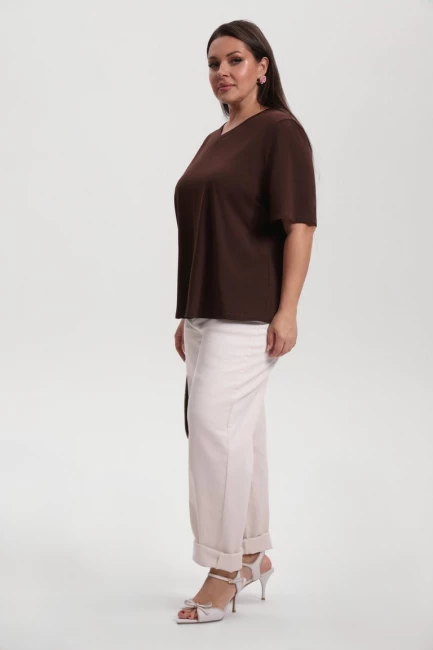 Футболка с вырезом из хлопка – фото – Plus Size 50–64 – Моно-Стиль