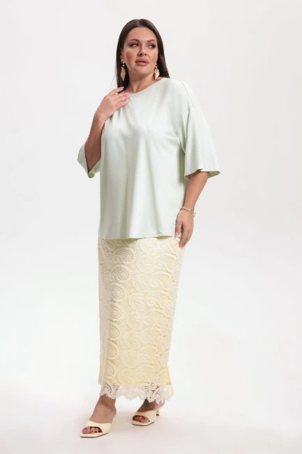 Футболка оверсайз мятного цвета – фото – Plus Size 50–64 – Моно-Стиль