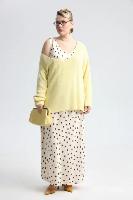 Комплект пуловер и топ из вязаного трикотажа