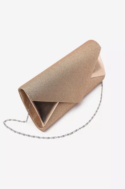 Комбинированный клатч с атласной и металлизированной кожей