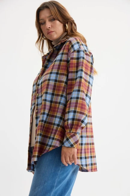 Фланелевая рубашка в голубую клетку – фото – Plus Size 50–64 – Моно-Стиль