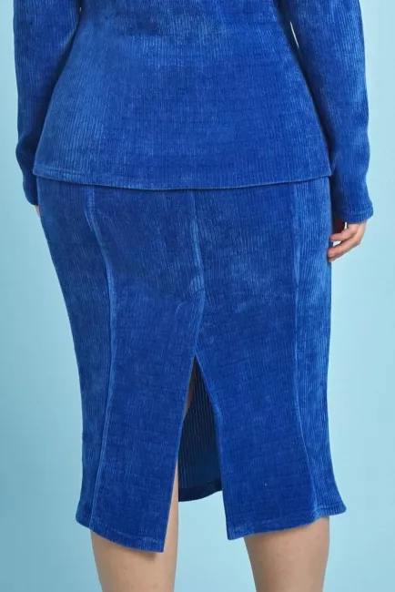 Юбка-карандаш с разрезом из велюра в рубчик картинки показать фото где купить