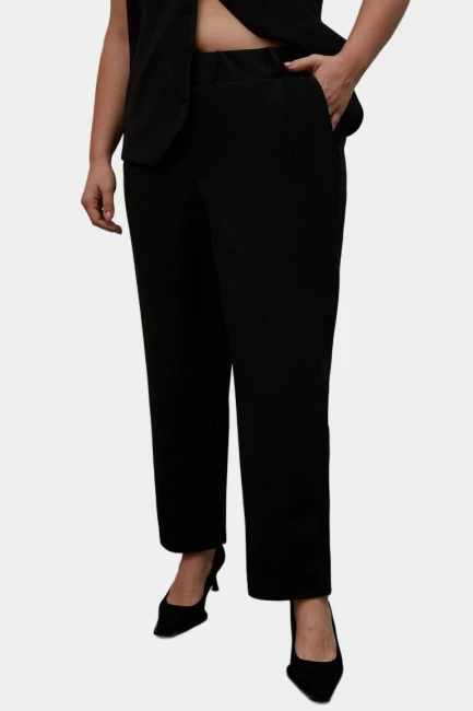 Брюки из смесовой шерсти черные – фото – Plus Size 50–64 – Моно-Стиль