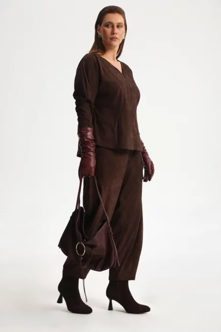 Свитшот из экозамши с молнией