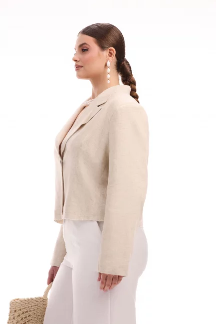 Спенсер пиджак изо льна молочного цвета