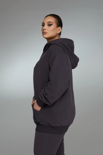Трикотажное худи relaxed fit в оттенке графит