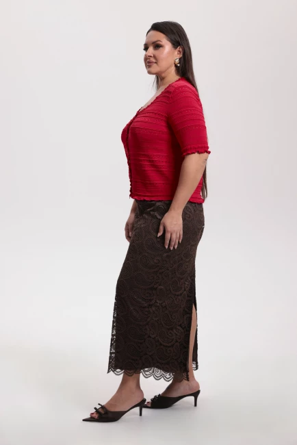 Кардиган с коротким рукавом из трикотажа – фото – Plus Size 50–64 – Моно-Стиль