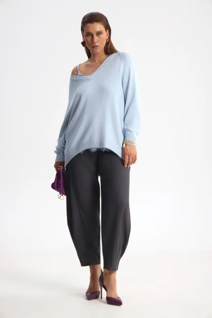 Голубой пуловер из смесовой вискозы
