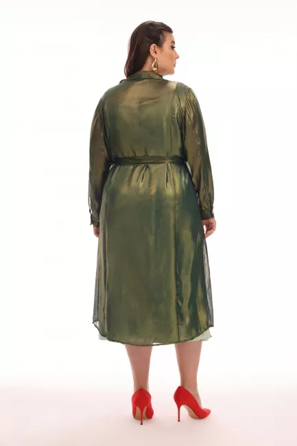 Платье рубашка из шифона с металлизированным блеском