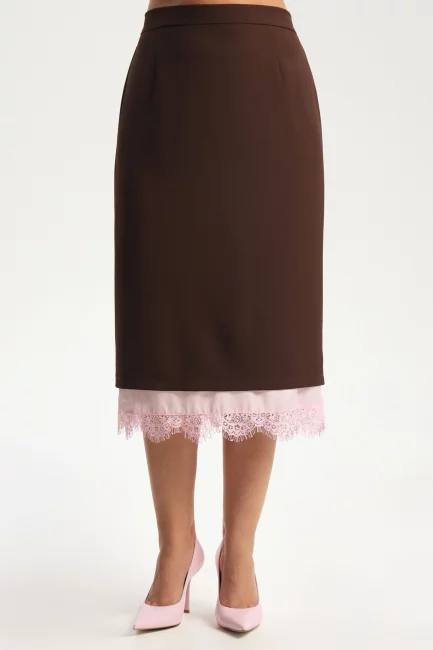 Юбка карандаш с подкладкой и кружевом