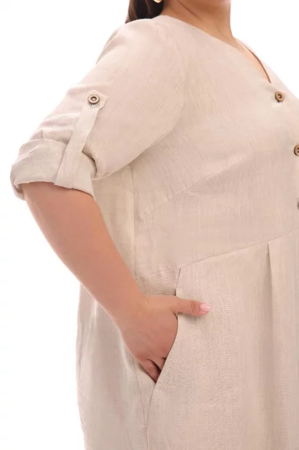 Платье изо льна с расклешенной юбкой – фото – Plus Size 50–64 – Моно-Стиль