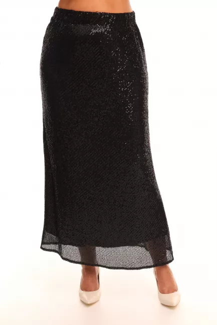 Юбка трапеция с пайетками и на подкладке черного цвета
