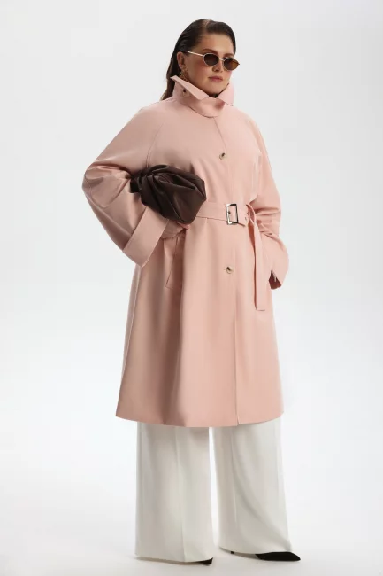 Тренч с добавлением хлопка розового цвета