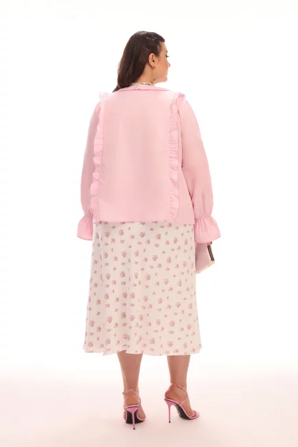 Блузка с завязками из хлопка – фото – Plus Size 50–64 – Моно-Стиль