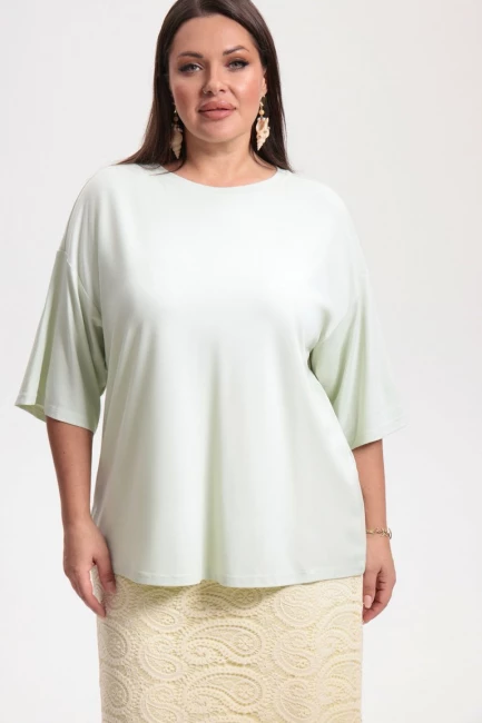 Футболка оверсайз мятного цвета – фото – Plus Size 50–64 – Моно-Стиль