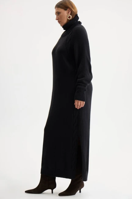 Платье гольф из трикотажа с вязкой коса – фото – Plus Size 50–64 – Моно-Стиль