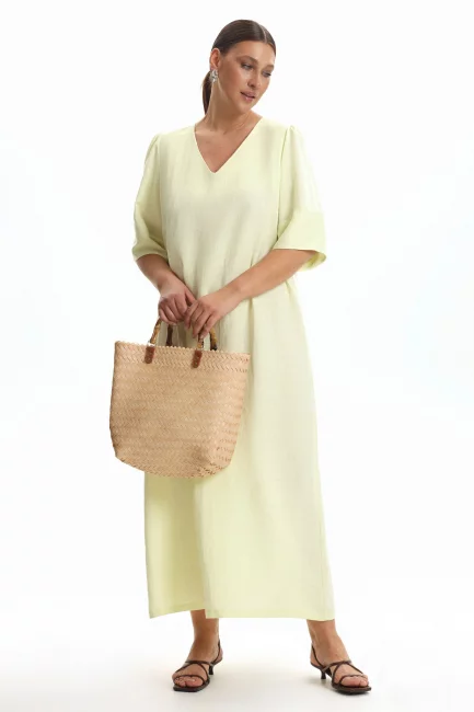 Платье изо льна желтого цвета